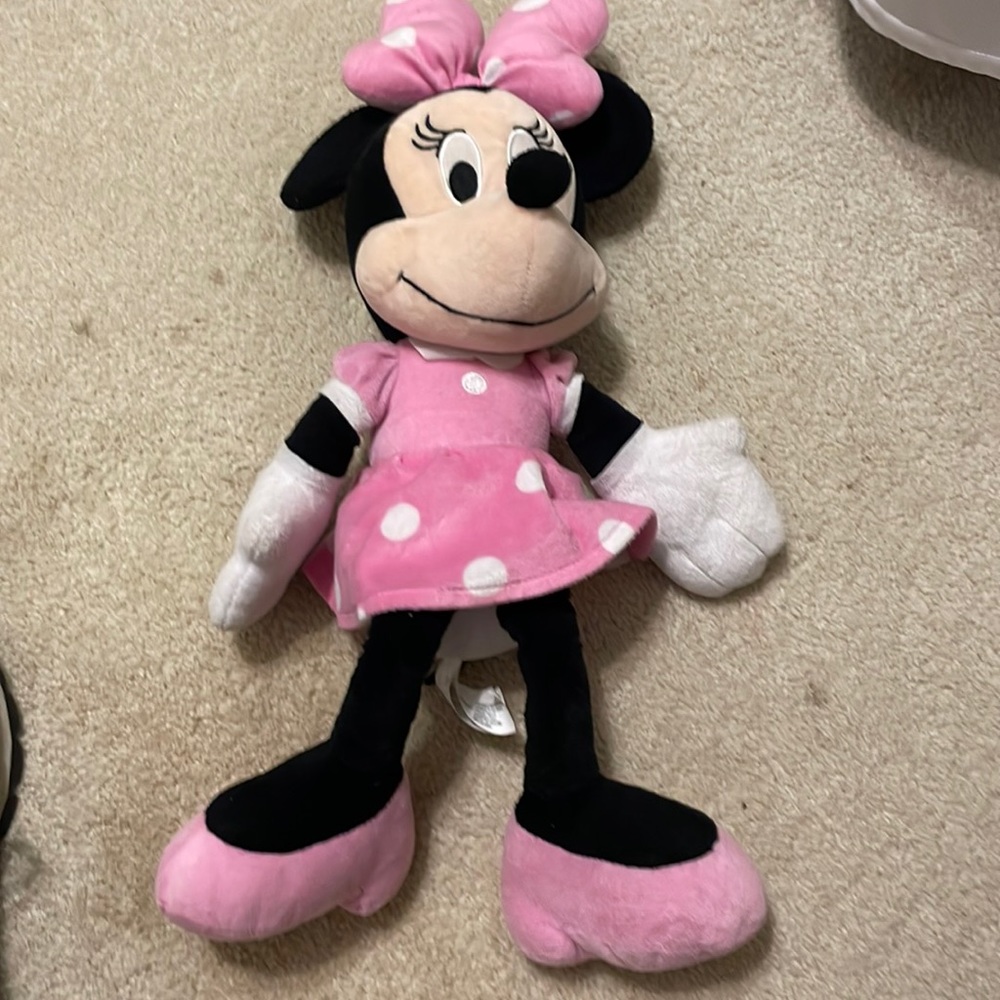 Disney Store Minnie Mouse Plush Toy - Medium Size 18" Doll - Soft Pink Polka Dot